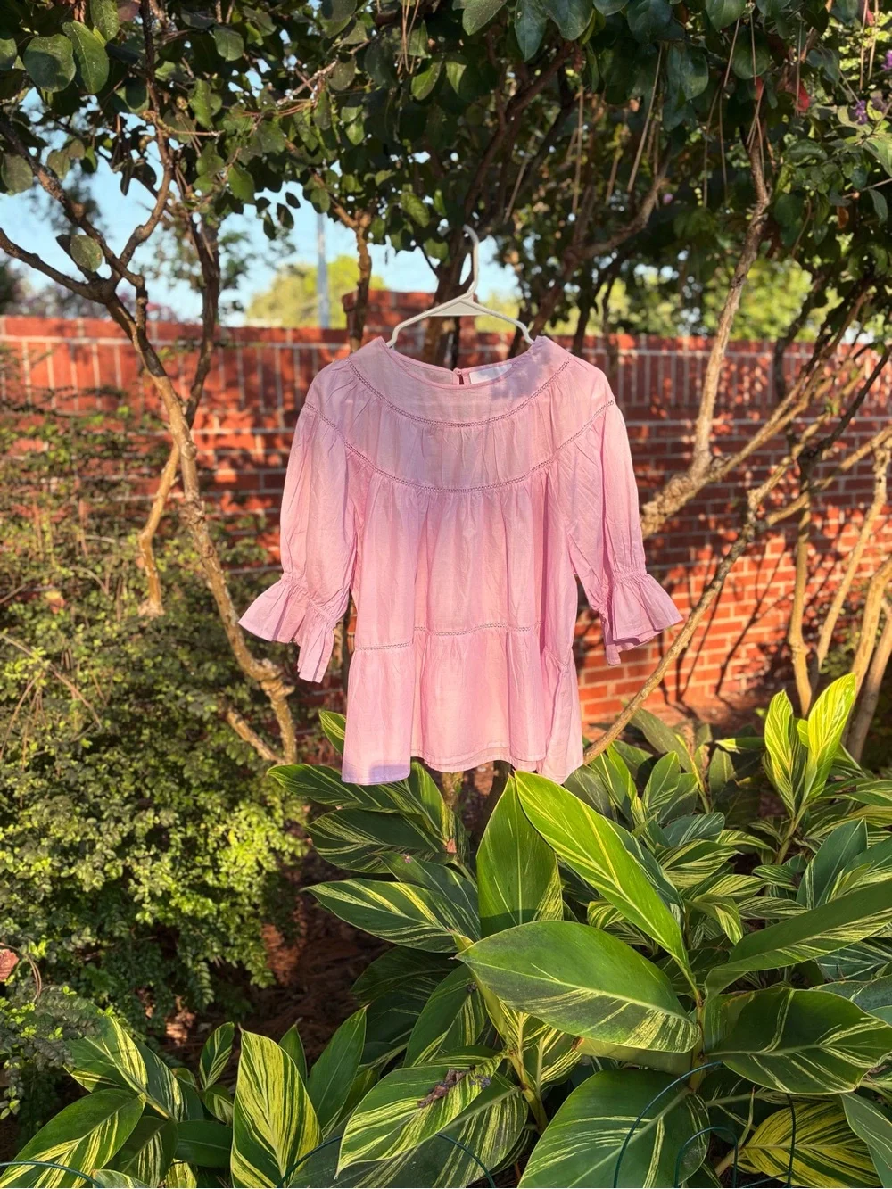 MERLETTE NWOT Sol Top in Pink Peony Babydoll Tiered Size Small
